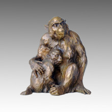 Sculpture en bronze animal Mère-fils Monkey Statue en laiton Tpal-015